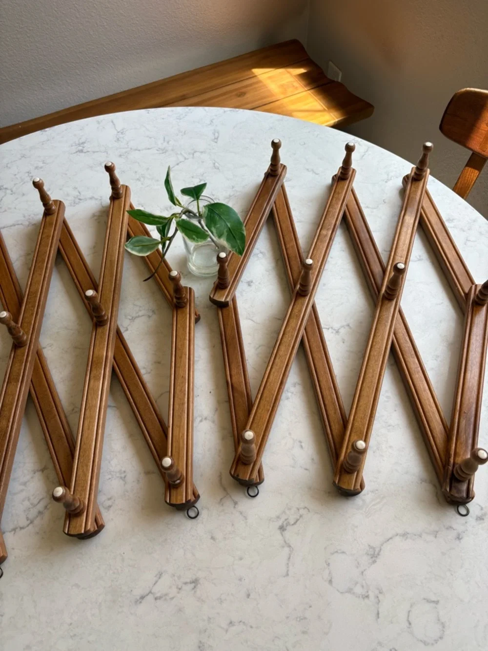 Vintage 1960s Wooden Accordion Wall Rack - Brown - Picture 1 of 9